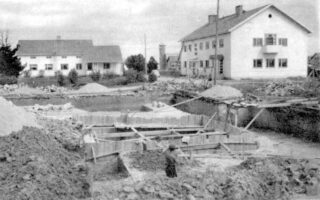 The construction of Kuusamo’s folk school’s main building 1950